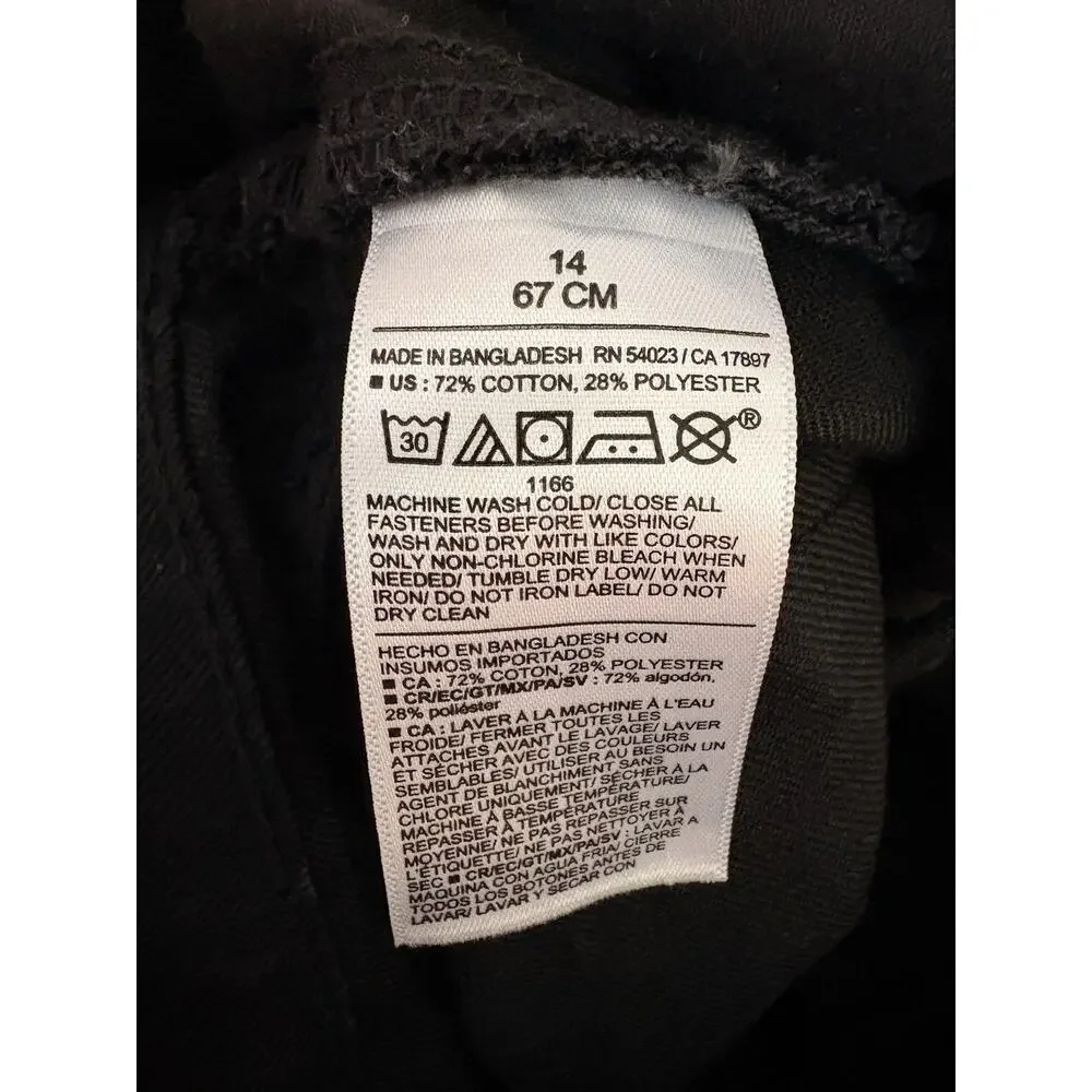 OLD NAVY Girls Sz 14 High Rise Black Denim Shorts Adjustable Waist Button Fly